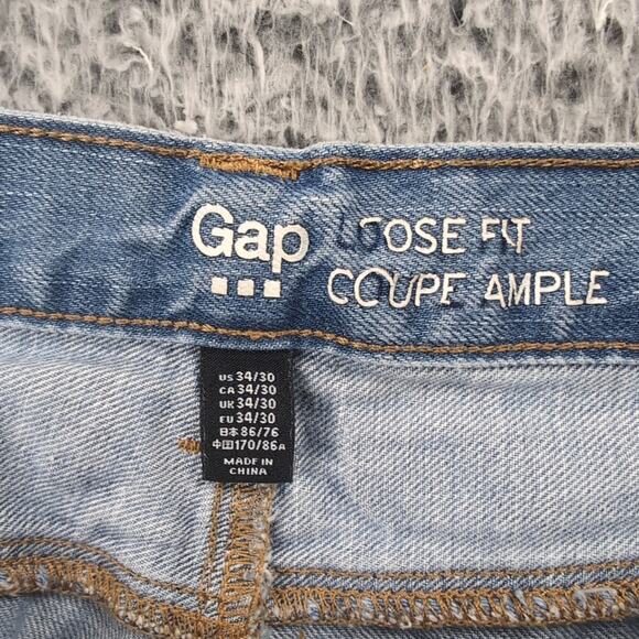 Gap Jeans Men 34x30 Blue Loose Fit Straight Leg Rocker Normcore Denim Stretch - Picture 4 of 9